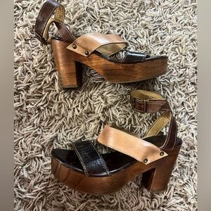 Beauty bed Stu • 7.5 Stylish Brown and Black Platform Sandals
